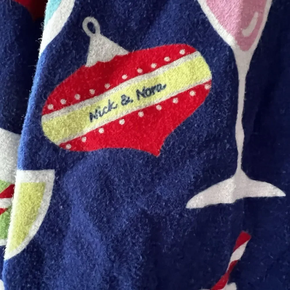 Nick And Nora Holiday Cheer Fun Christmas Cocktails Nightshirt Flannel‎ Size XL